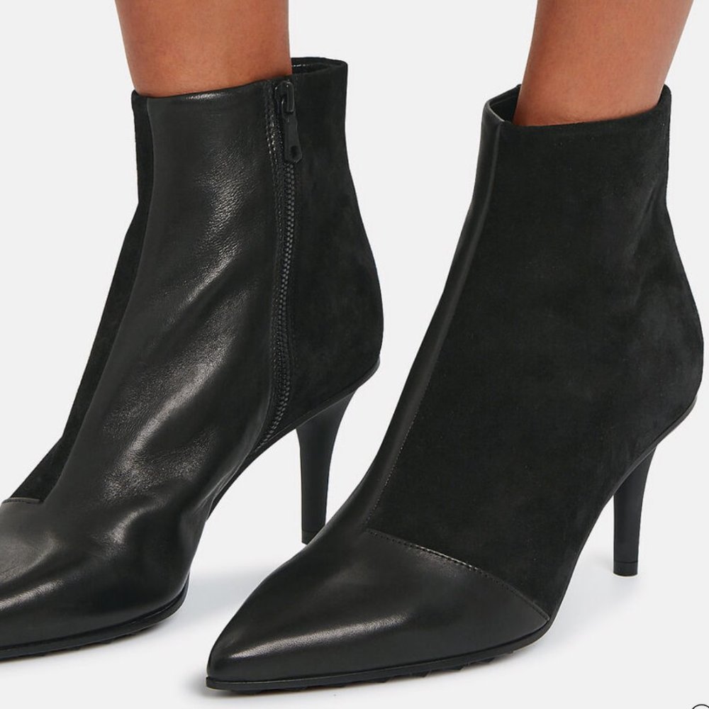 Rag & Bone Beha Moto Black Mixed Leather & Suede Booties EU 38.5 US 8.5 NIB